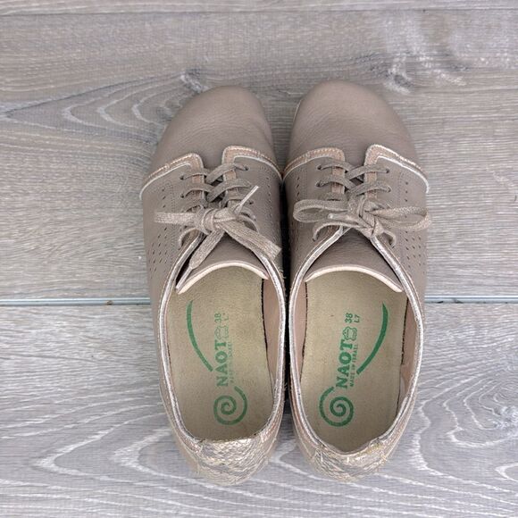 Naot Avena Stone Tan Nubuck Women’s Sz 7/EU 38 Metallic Lace Up Oxford Shoes - Picture 5 of 10